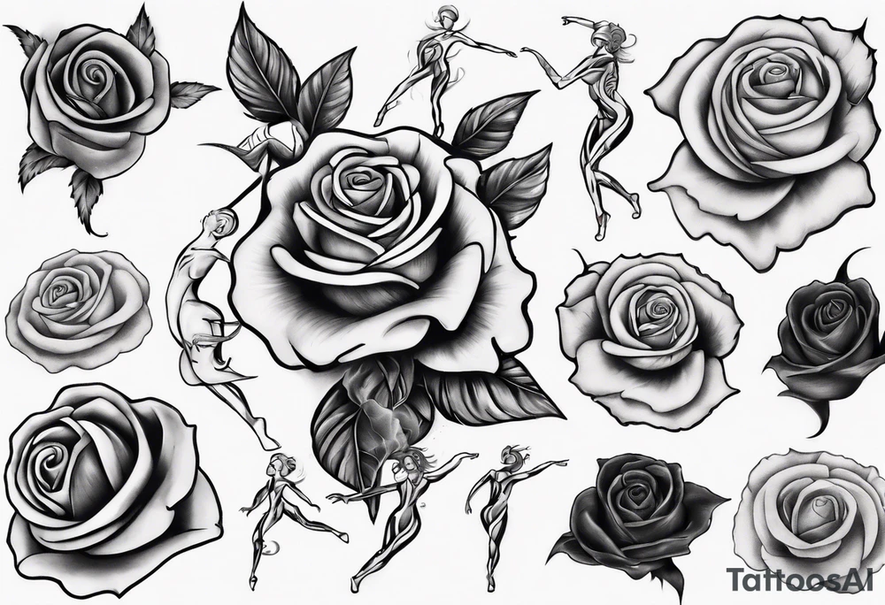 dancing on a rose tattoo idea