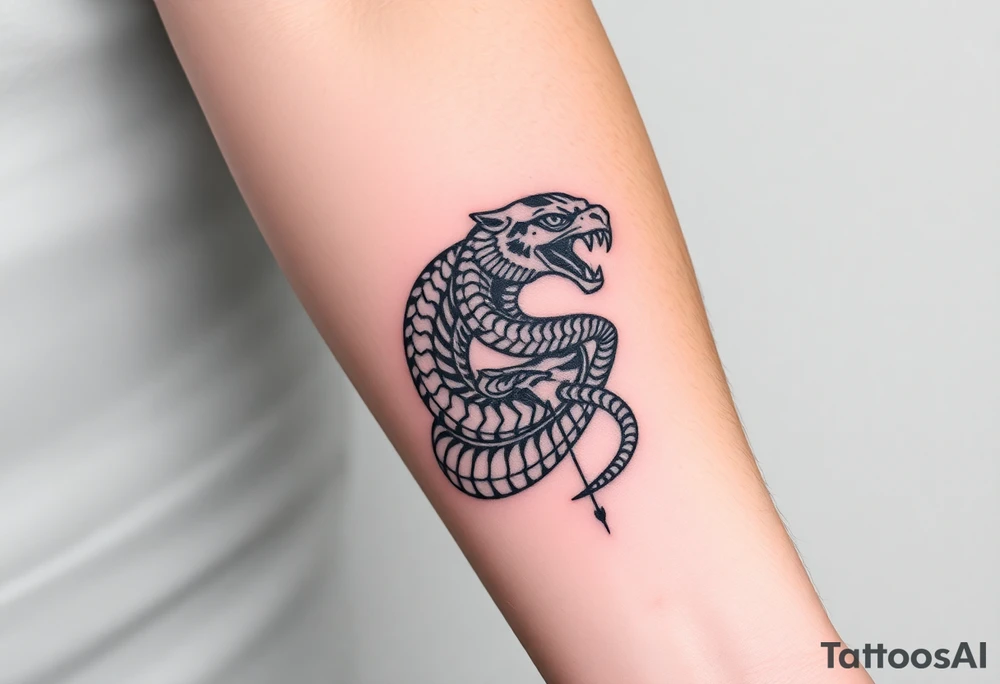 Snake tiger crane monkey tattoo idea