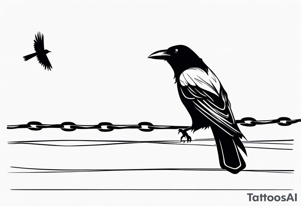 feminine tattoo crow on a wire tattoo idea