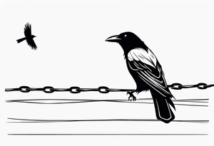 feminine tattoo crow on a wire tattoo idea