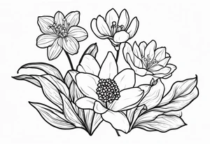 Lily of the valley. Marigold, chrysanthemum, and lily for thigh tattoo tattoo idea