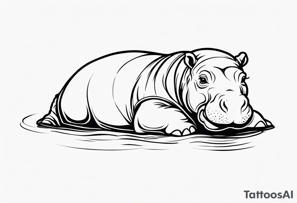 Baby hippo in a swaddle mean tattoo idea
