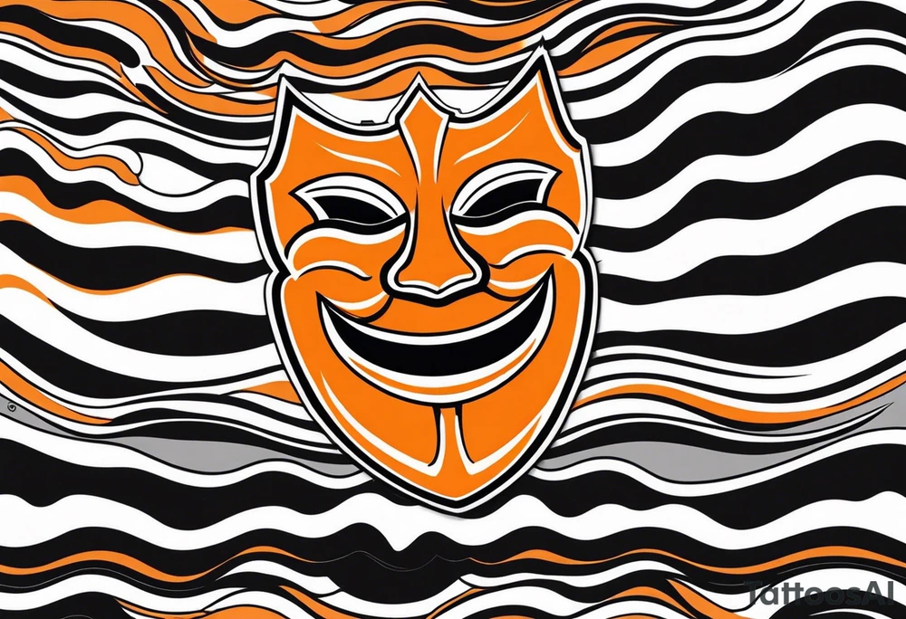 Laughing mask that is orange and black simplistic tattoo idea