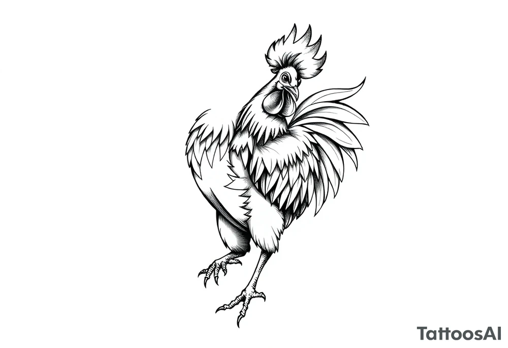 attacking rooster tattoo idea