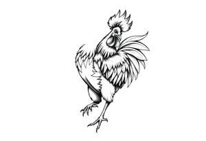 attacking rooster tattoo idea