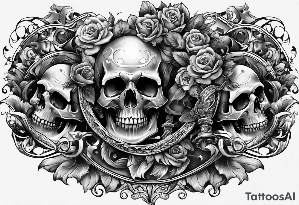 arm full sleeve skulls smoke tattoo idea