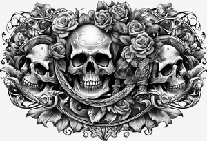arm full sleeve skulls smoke tattoo idea