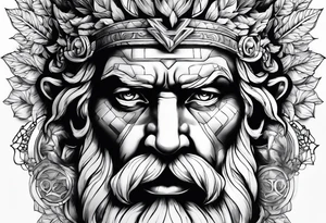 face de Zeus com raios tattoo idea