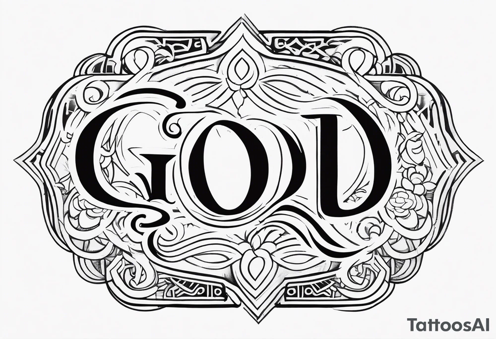 The word God in a biblical text tattoo idea