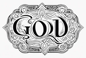 The word God in a biblical text tattoo idea