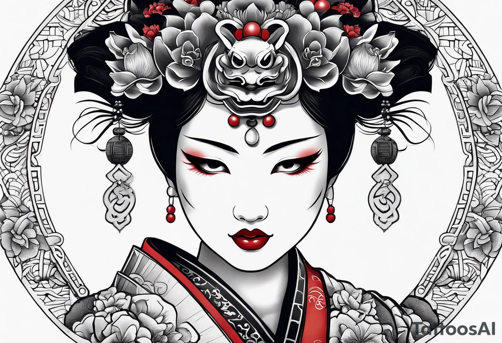 geisha  oni  mask tattoo idea