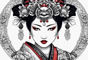 geisha  oni  mask tattoo idea