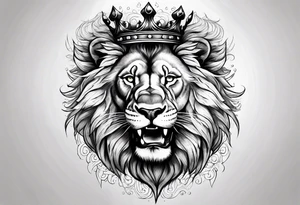Majestic biting Lion with Crown tattoo idea