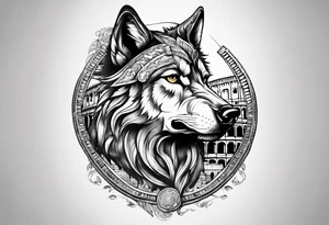 tattoo with a wolf and the Roman Colosseum. tattoo idea