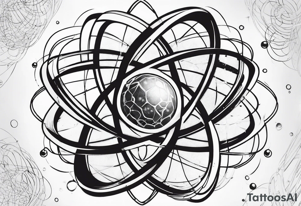 atom with quantum wave of electrons tattoo idea