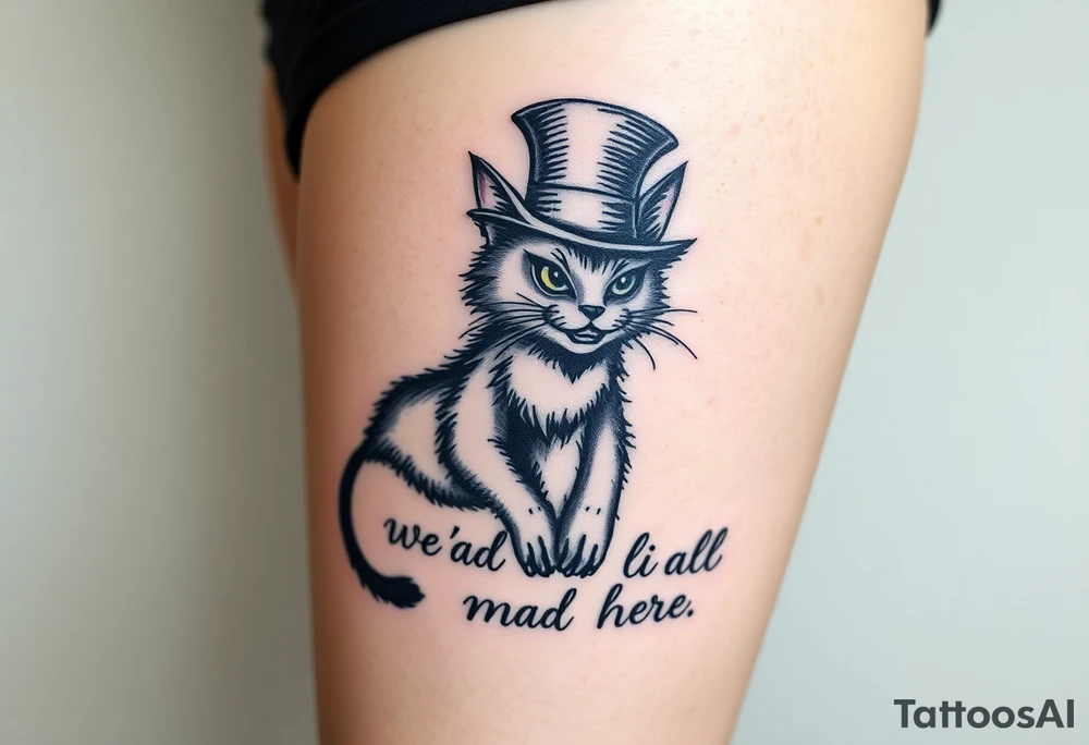 Cheshire cat, we are all mad here, top hat tattoo idea