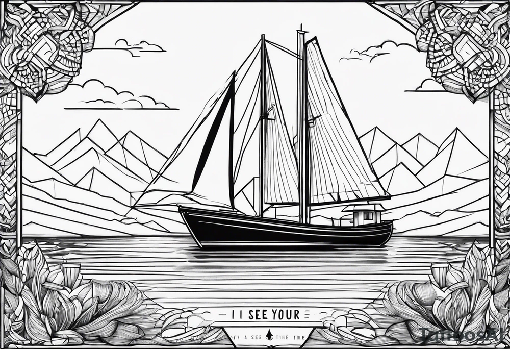 Quote “I see you there” with a boat tattoo idea