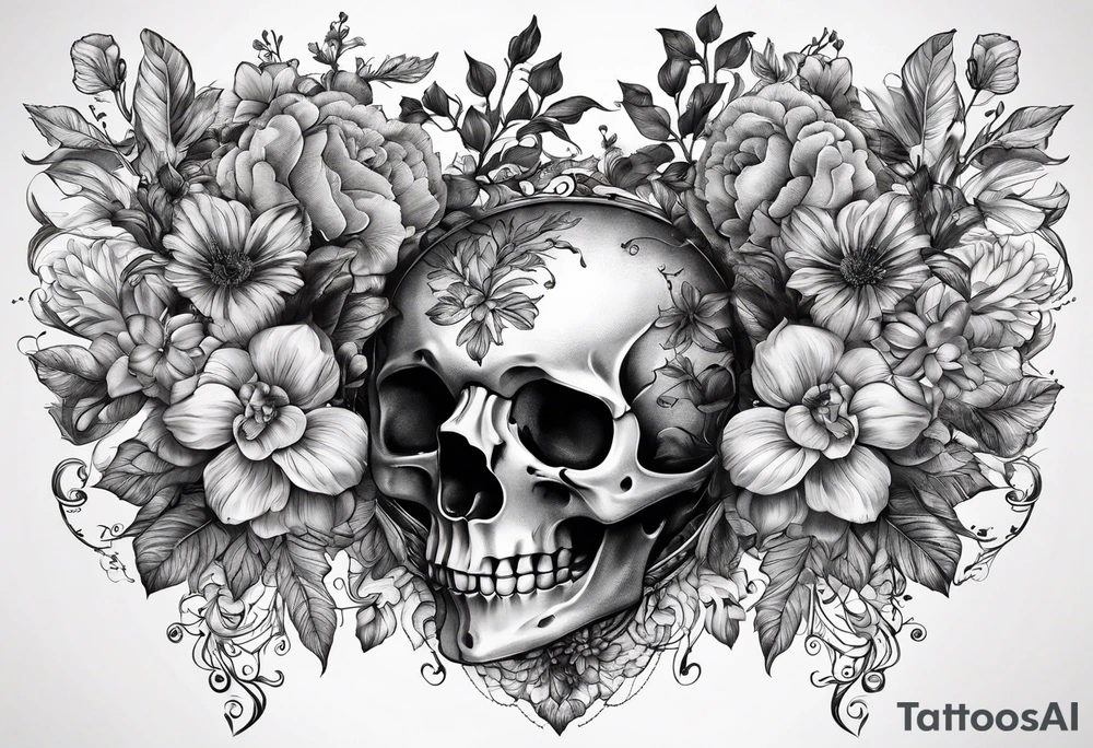 Anatomical nature and floral  design , the  heart, skeleton, lungs and brain having a nature aspect or floral aspect to them. tattoo idea