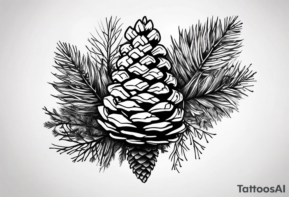 Upside down pine cone with trees on top tattoo idea