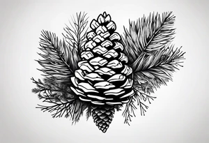 Upside down pine cone with trees on top tattoo idea