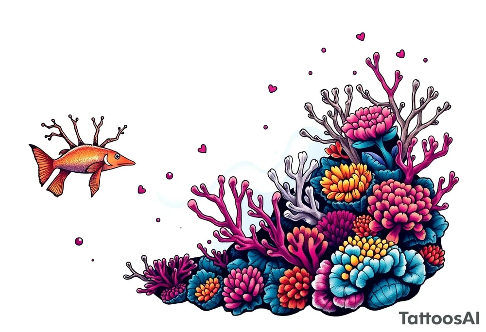 Coral reef scene tattoo idea