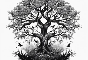poison tree, strong, tall, birds tattoo idea
