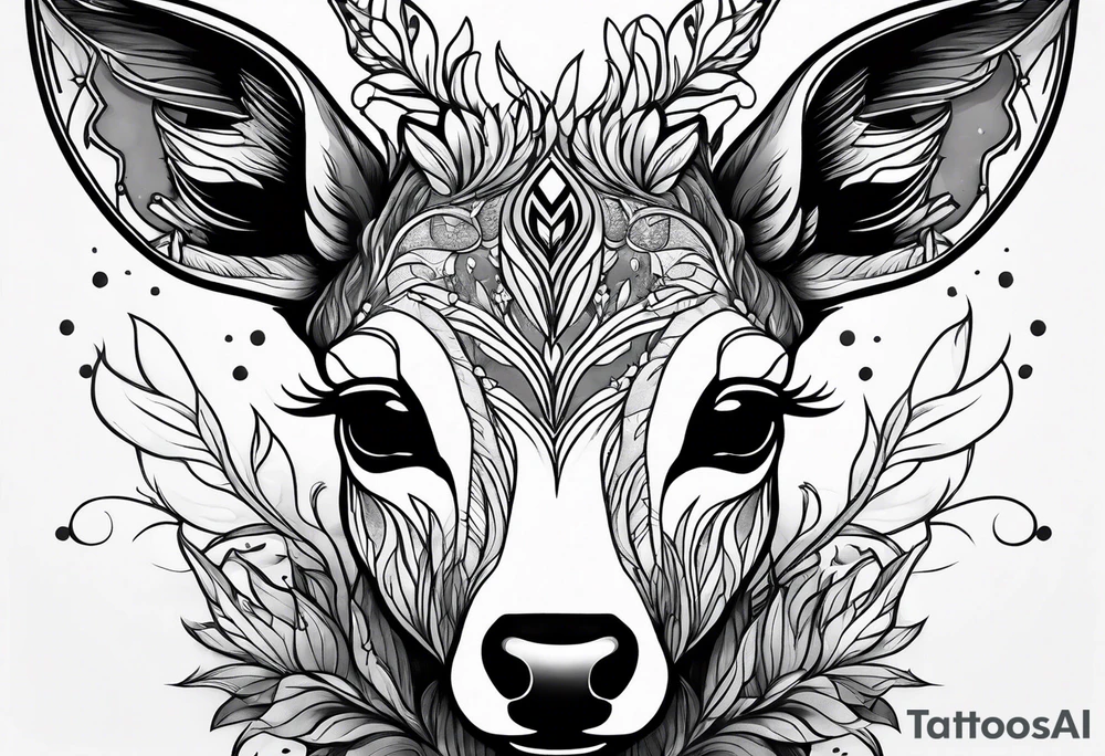 dark themed crying fawn messy lines tattoo idea