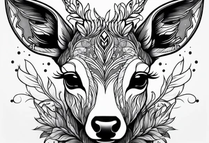 dark themed crying fawn messy lines tattoo idea