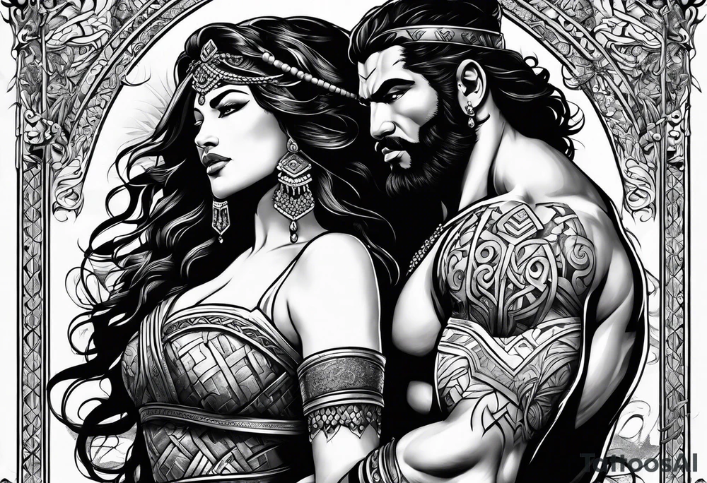 samson and delilah tattoo idea