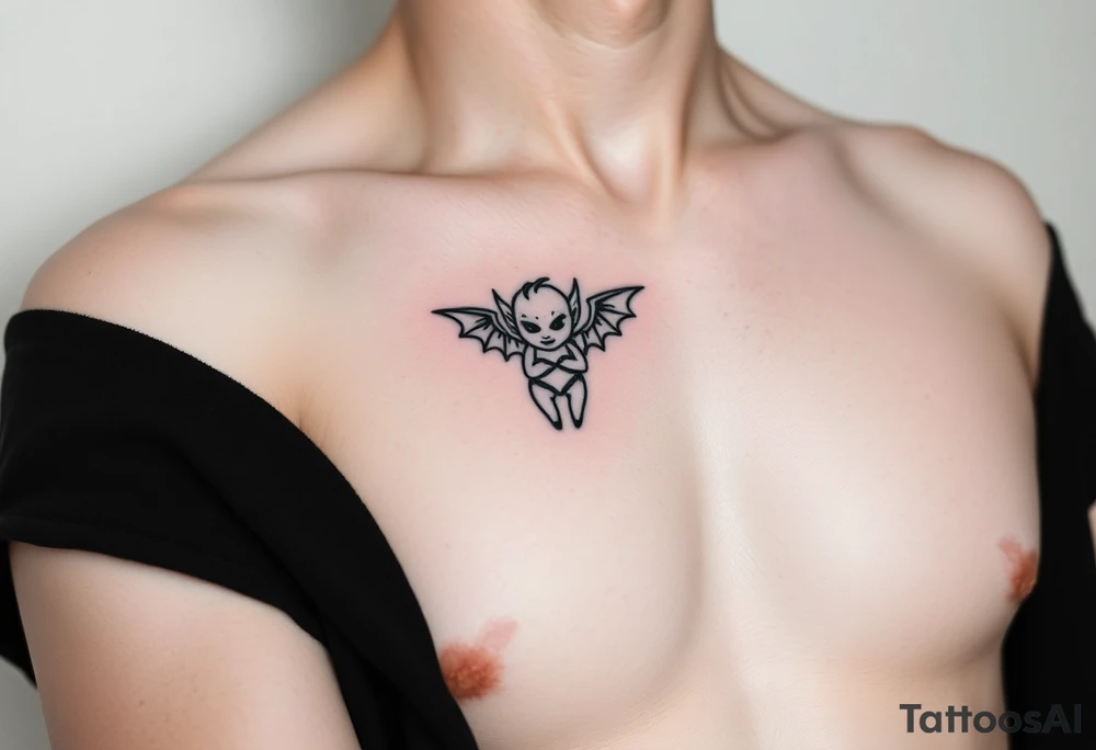 Misfit tiny goblin with wings tattoo idea