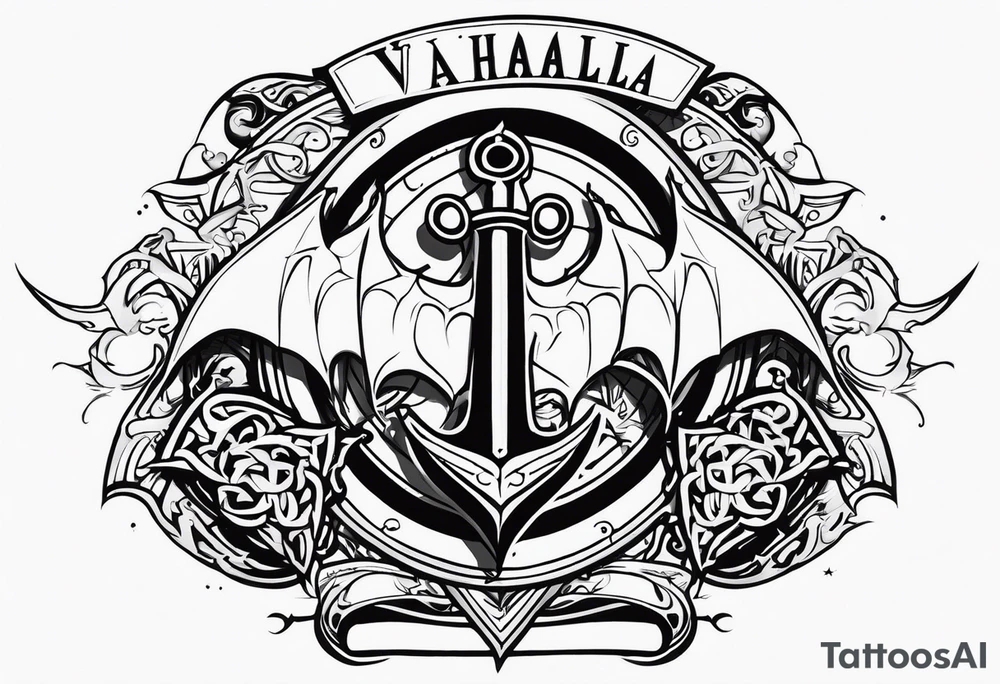 Valhalla sword ship dragon shield tattoo idea