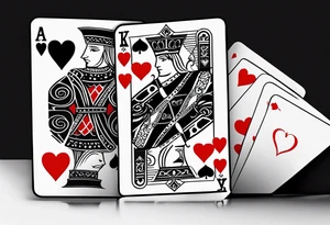 Only  Two cards, king of hearts with the K in the middle of the card and hearts in the corners and the Ace of spades behind it with the A in the corner peeking from behind the king of hearts card tattoo idea