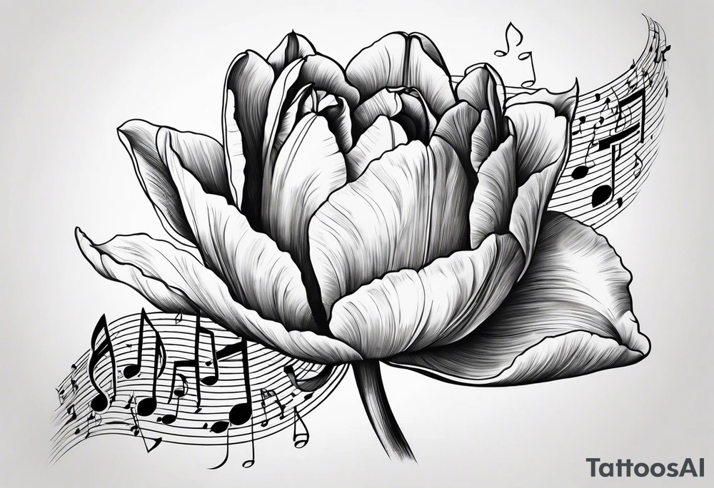 Tulip flower with music note tattoo idea