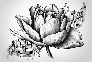 Tulip flower with music note tattoo idea