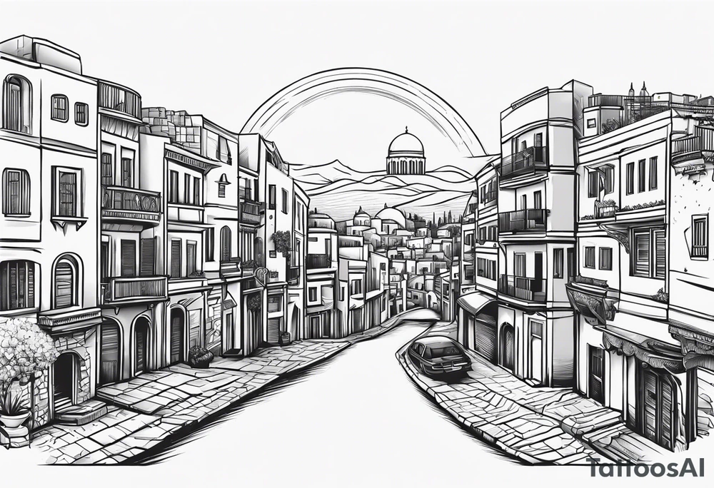 israel city vector circle
 vignette tattoo idea