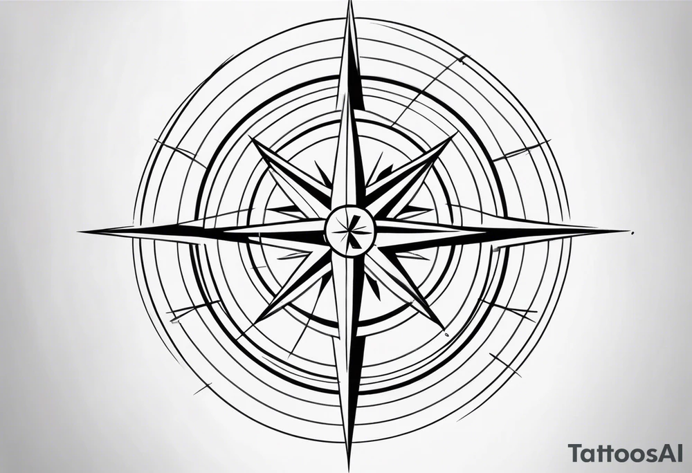 compass rose
 with long lines tattoo idea