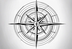 compass rose
 with long lines tattoo idea