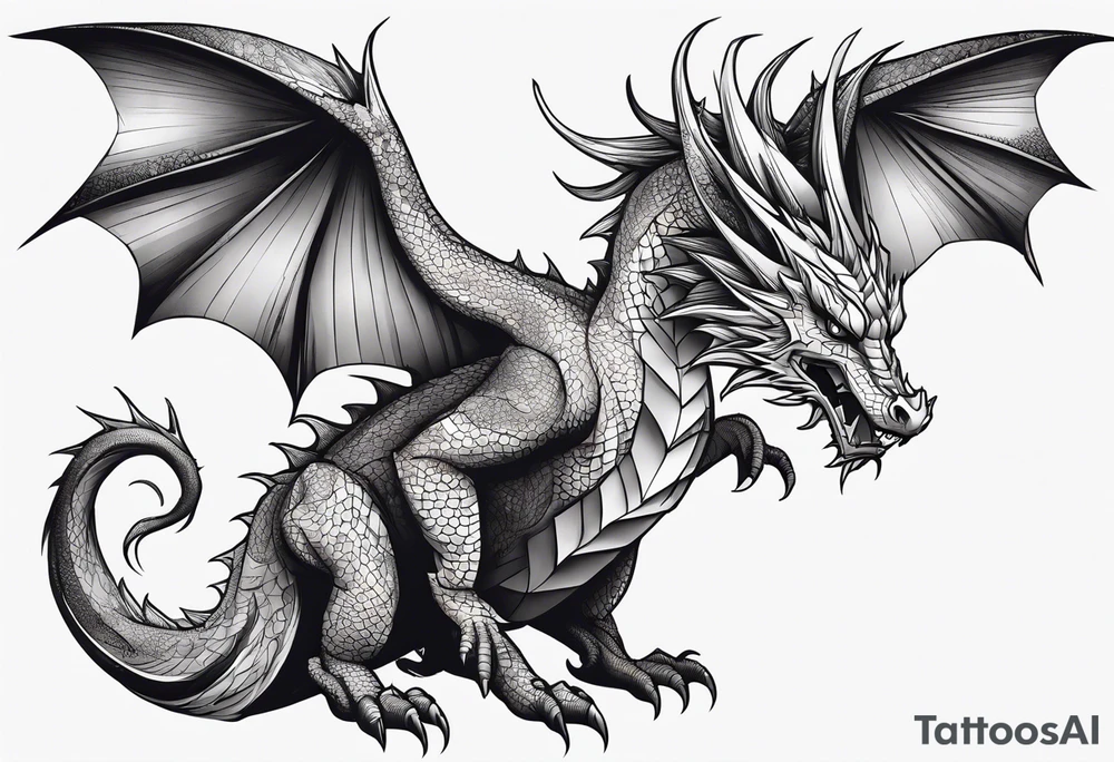 Dragon made out of paper tattoo idea
