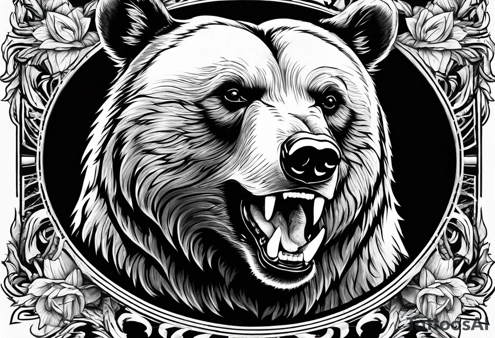 bear showing teeth tattoo idea