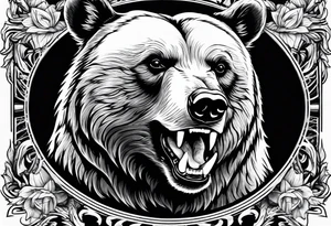 bear showing teeth tattoo idea