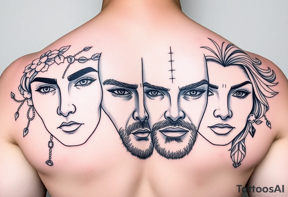 Winter Spring Fall Summer faces tattoo idea