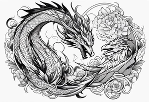 Dragon and phoenix tattoo idea