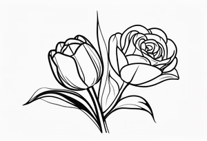 One tulip & one rose tattoo idea