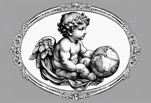 one putti holding the globus by Michelangelo tattoo idea