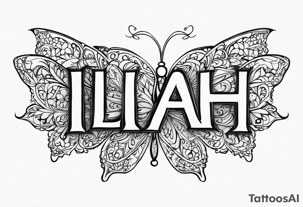My'Liah name with butterflies tattoo idea