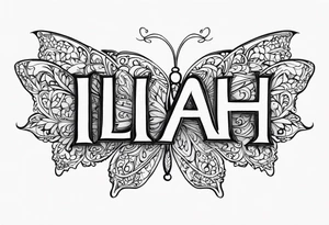 My'Liah name with butterflies tattoo idea