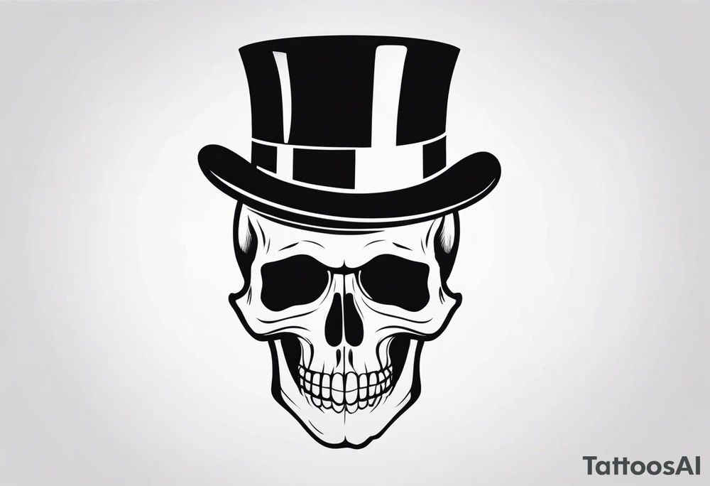 Skull with a top hat tattoo idea
