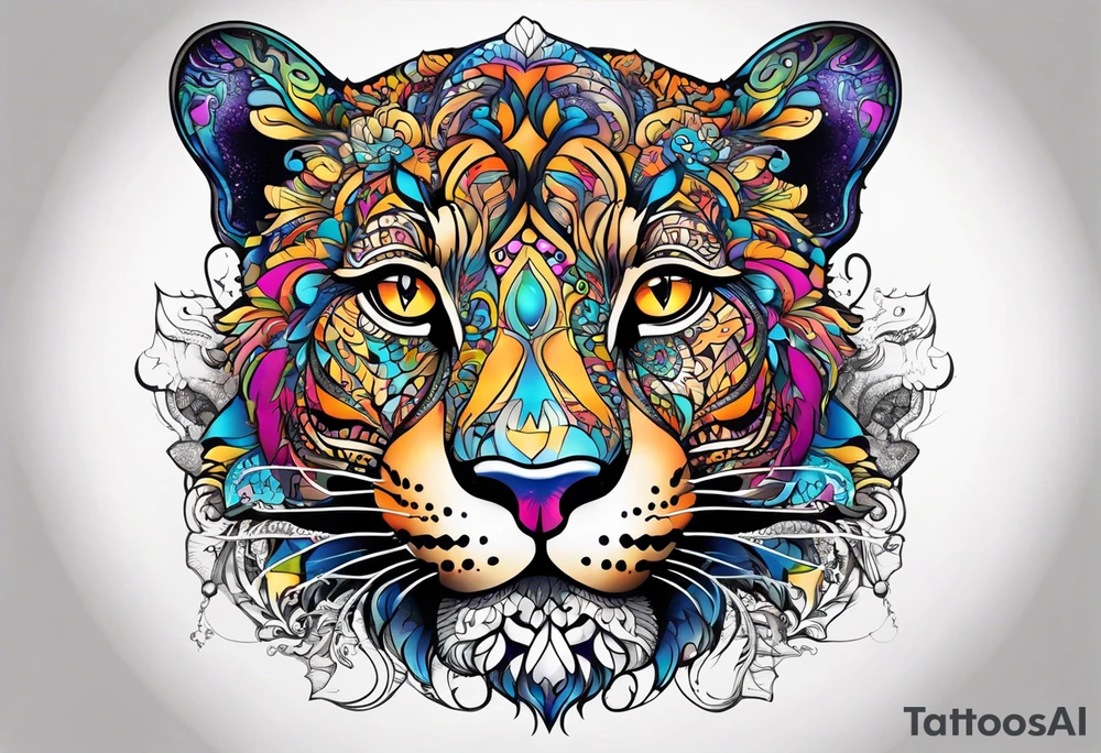 a psychedelic leopard tattoo idea