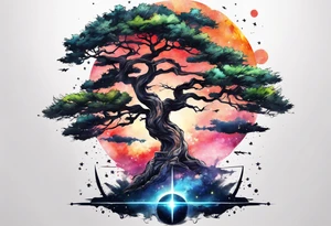 Tree with space fighters tattoo idea