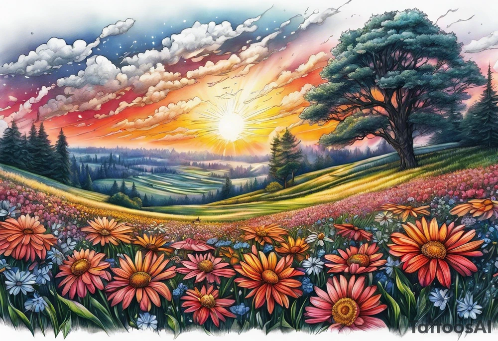 A field of flowers but the flowers are lightsabers tattoo idea